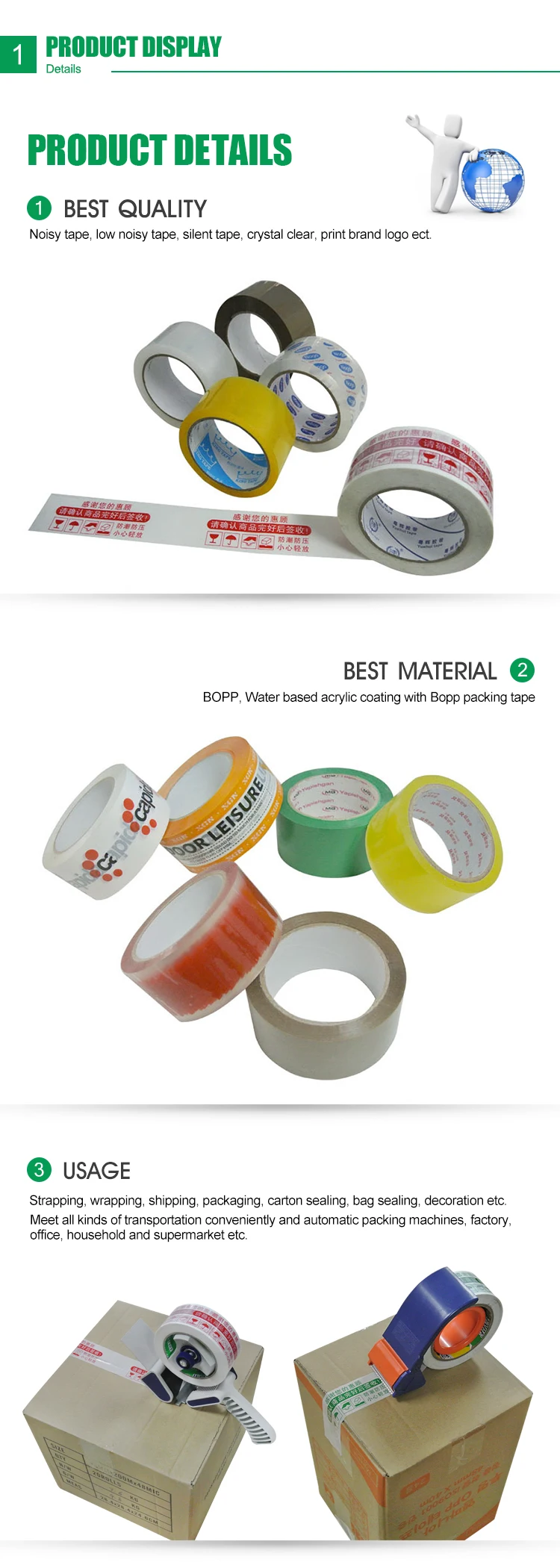 Custom Opp Bopp Adhesive Acrylic Package Tape Carton Sealing Shipping Packing Tape With Logo Color Printed
