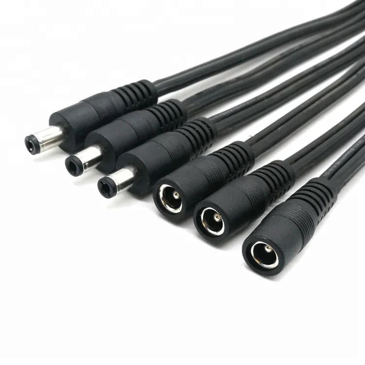12v Dc Barrel Power Plug Pigtail Cable With 2.1mm X 5.5mm Male Female
