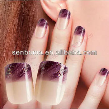 Nouvellement Paillettes Violet Couleur Style Français Pré Décoré Ongles Conseils Buy Bouts Dongle Pré Décorésclou De Doigtclou De Figner Français