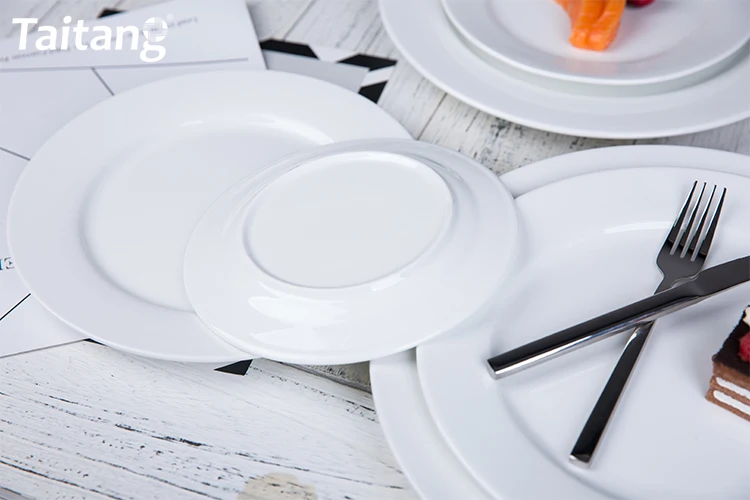 Hotel Restaurant Ceramic Dining Plate Set Porcelain White Catering Plates