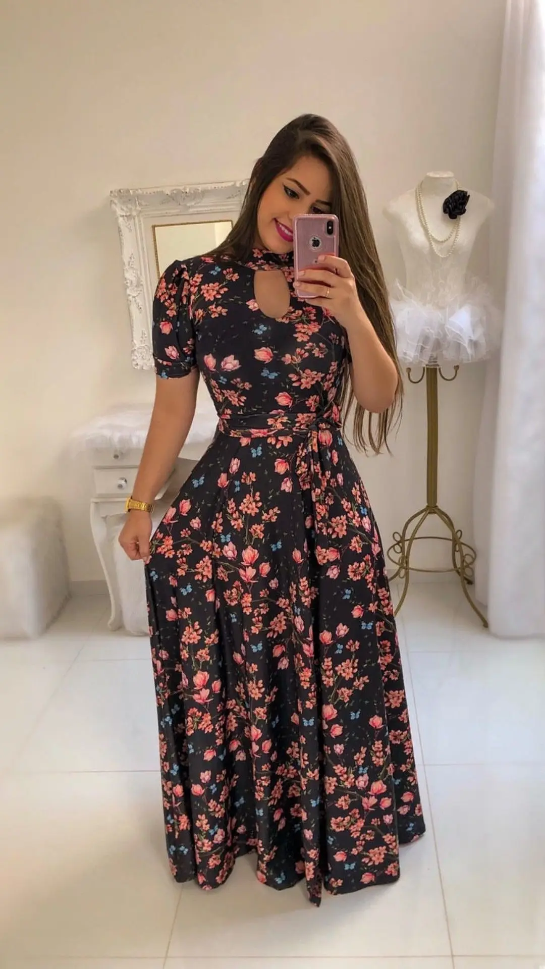 Fashion Long Style One Piece Dress Large Hem Design Loose Printed Floral Women Dresses For Summer Buy Dress For Women Maxi Dresses For Women Womens Dresses Product On Alibaba Com