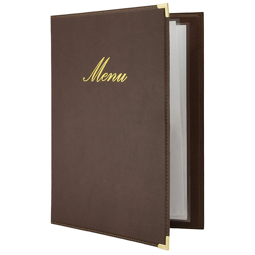 A4 MENU HOLDER/COVER/FOLDER IN RED LEATHER LOOK PVC 