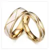 Matte Finished Gold Color 316L titanium stainless steel wedding lover couple rings with size 6mm and 8mm JDR037