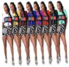 9032510 2019 New women spring hot sale digital plaid print short sleeve shorts two sets