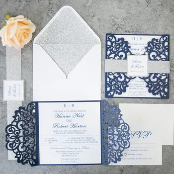Whole Elegant Laser Cut Glitter Wedding Invitation Glitter Wedding Invitation
