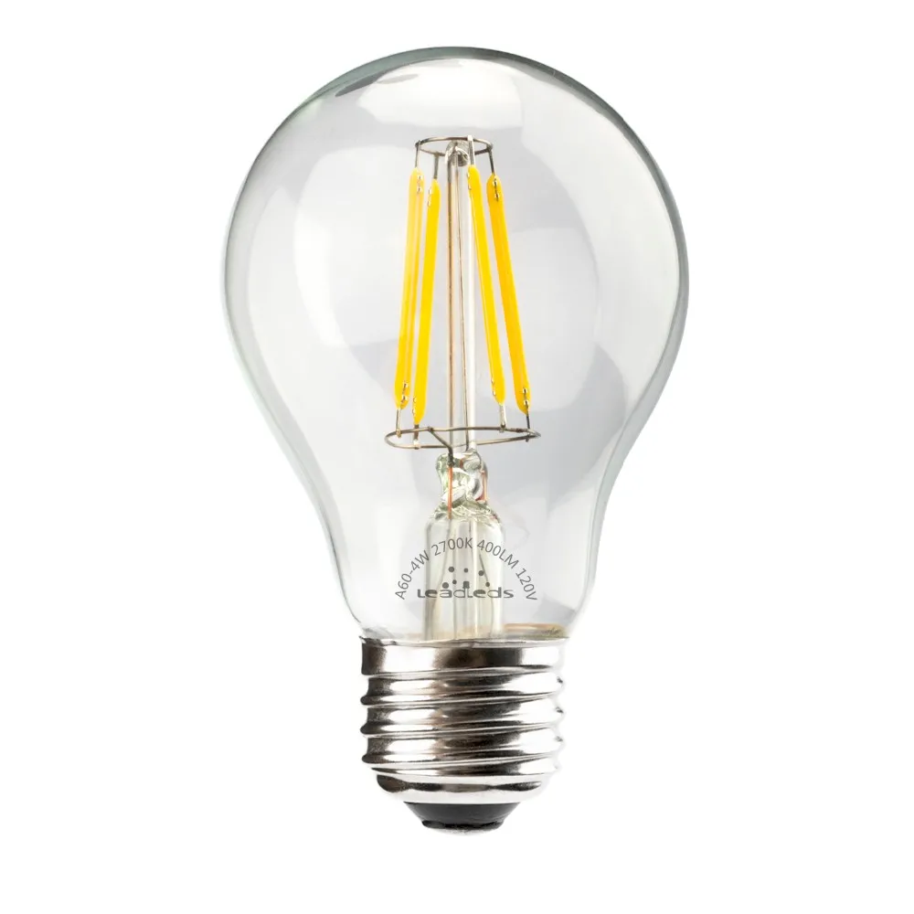 100LM/W Warm White LED Filament Bulbs AC110V/220V 6W 8W A19 A60 Clear Glass LED Bulb Lights