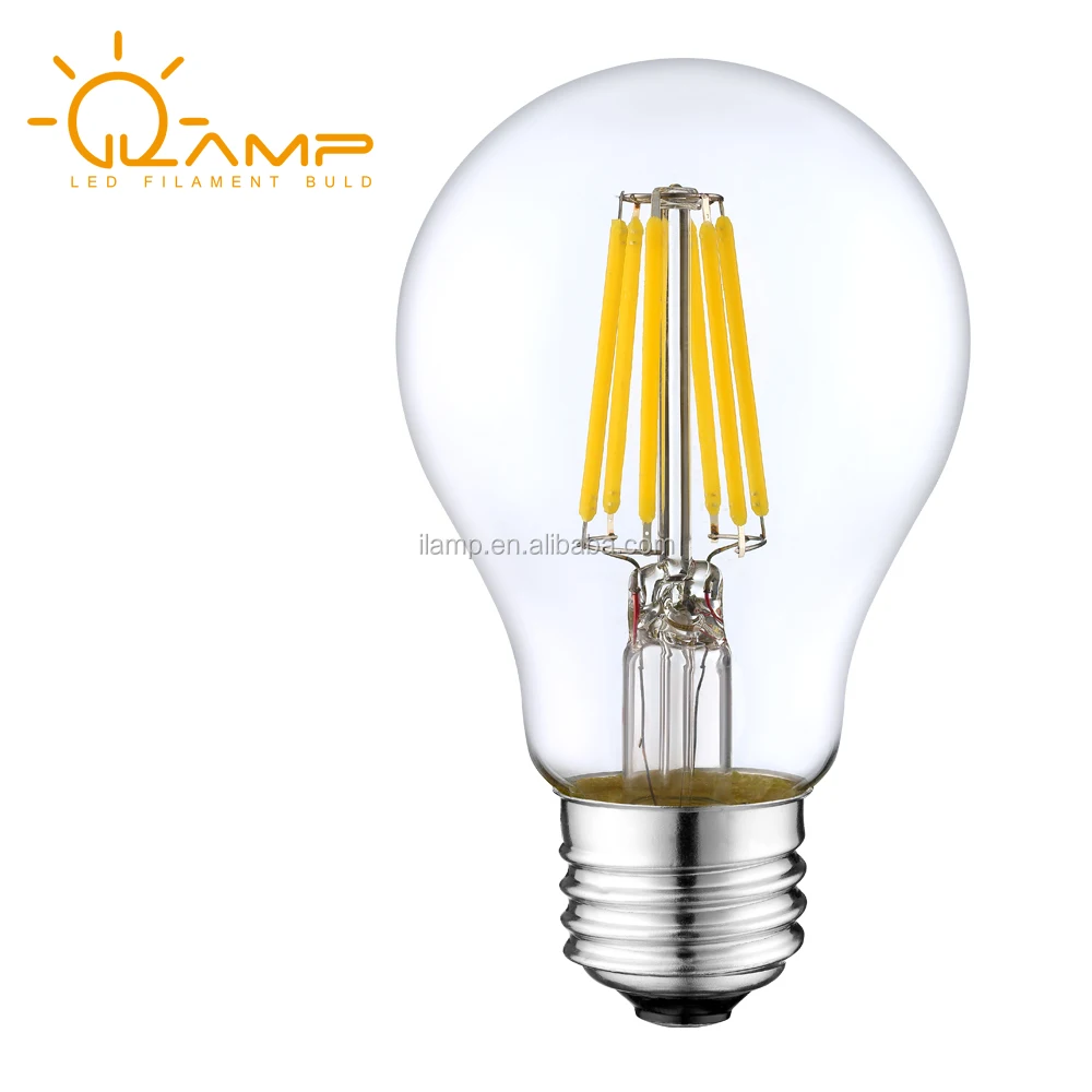 LED filament E26 Medium base A19 CRI 90+, IC Driver UL-Listed 2700K 800 lm non-dimmable bulbs