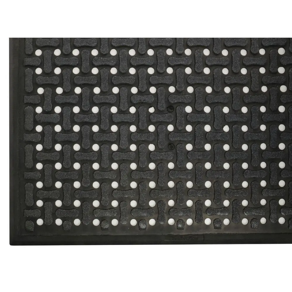 Andersen Black Nitrile Comfort Flow Anti-Fatigue Drainage Mat With A Grit Surface - 3'L x 2'W x 7/16 H