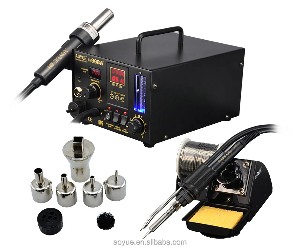 3-in-1 rework station hot air gun soldering iron AOYUE 968A smoke absorber