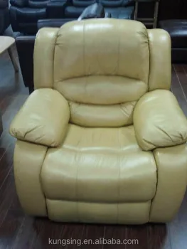 Yellow Leather Recliner Single Sofa