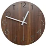Vintage Arabic Numeral Design Rustic Country Tuscan Style Wooden Decorative Round Wall Clock