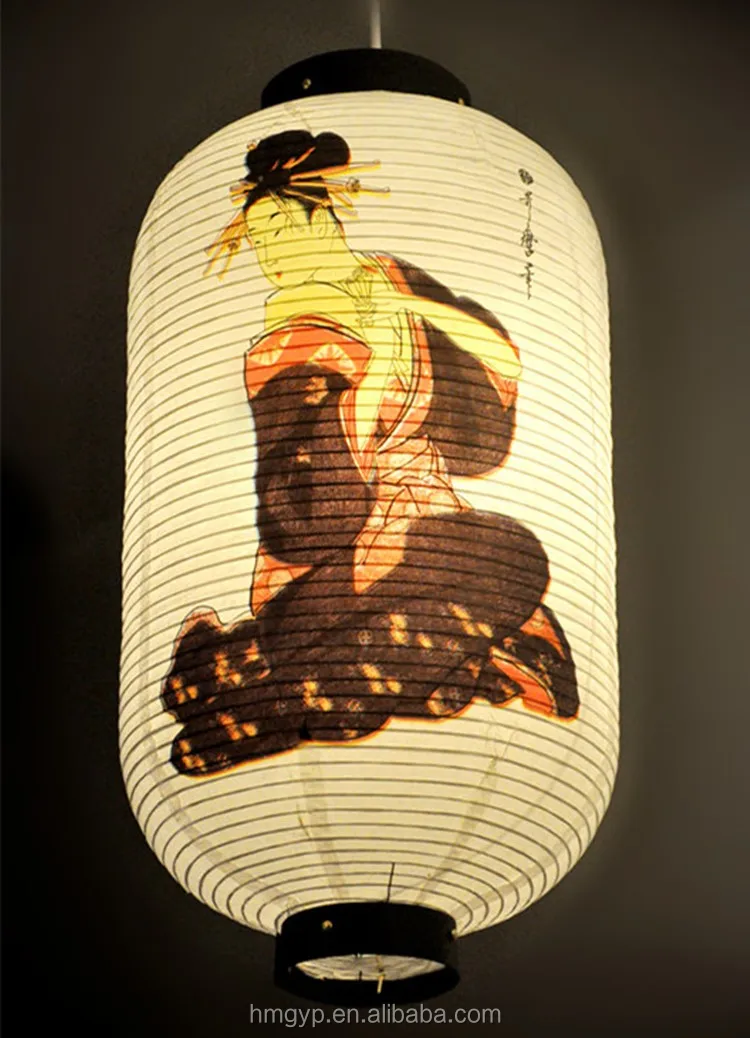 People Image Printing Japanese Paper Lantern Round Unique Printing