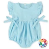 2019 Baby Turquoise Color Romper Suit With Snaps Solid Seersucker Fabric Child Clothes Wholesale Boutique Baby Clothes