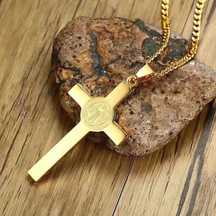 Men's St. Benedict Exorcism Blessing Engrave Style Catholic Jewelry