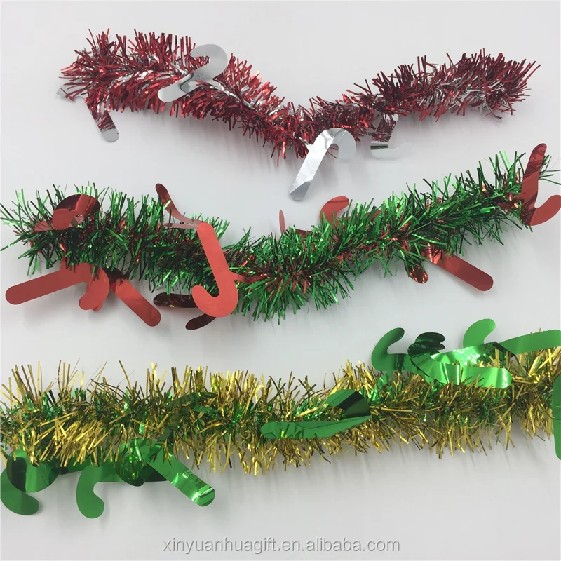 Wholesale Red/green Pet Green Tinsel Garland Christmas Decoration Materials Christmas Ceiling