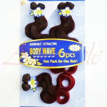 6pcs In One Pack Ombre Color Synthetic Body Wave Short Hair