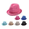 Hollow Solid-colored Leather Strap Bow Jazz Hat Lady Straw Hat