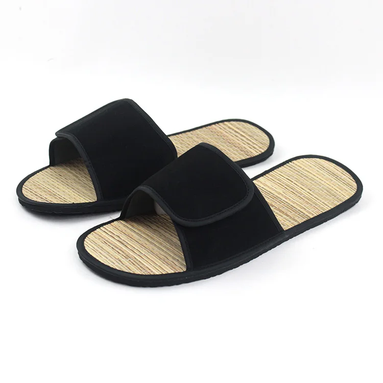 Wholesale Open Toe Spa Bamboo Straw Material Home Slippers