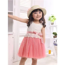 Girls Baby Lace Tank One Piece Tutu Dress Bow knot Belt Tulle Dress 1 5Y Outfit