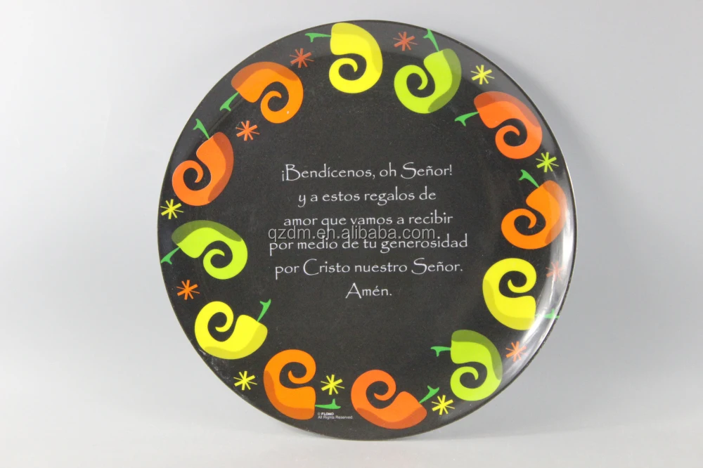 Black Melamine Plate With Printing