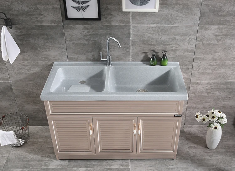 China Double Sink Used Bathroom Cabinets Laundry With Cabinet
