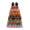 Foldable square customized 6 layers clear plastic plexi acrylic dessert mini cup cake display tower