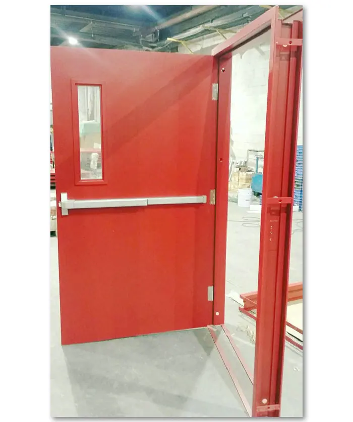 Steel Fire Rated Exit Emerengy Door With Glass Window And Panic Bar