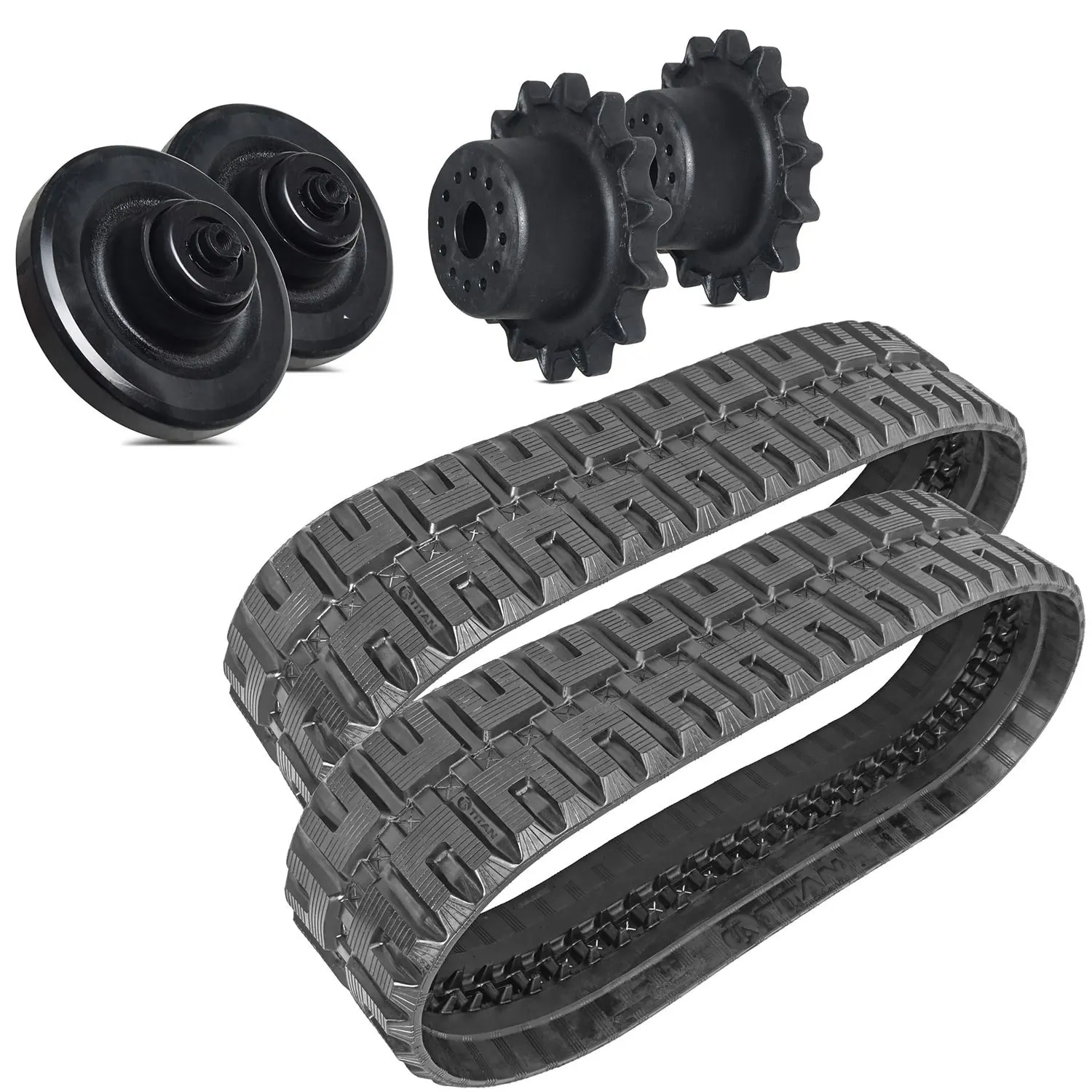Titan Combo Rubber Tracks, Rear Idlers, & Drive Sprockets - Bobcat T180 T190