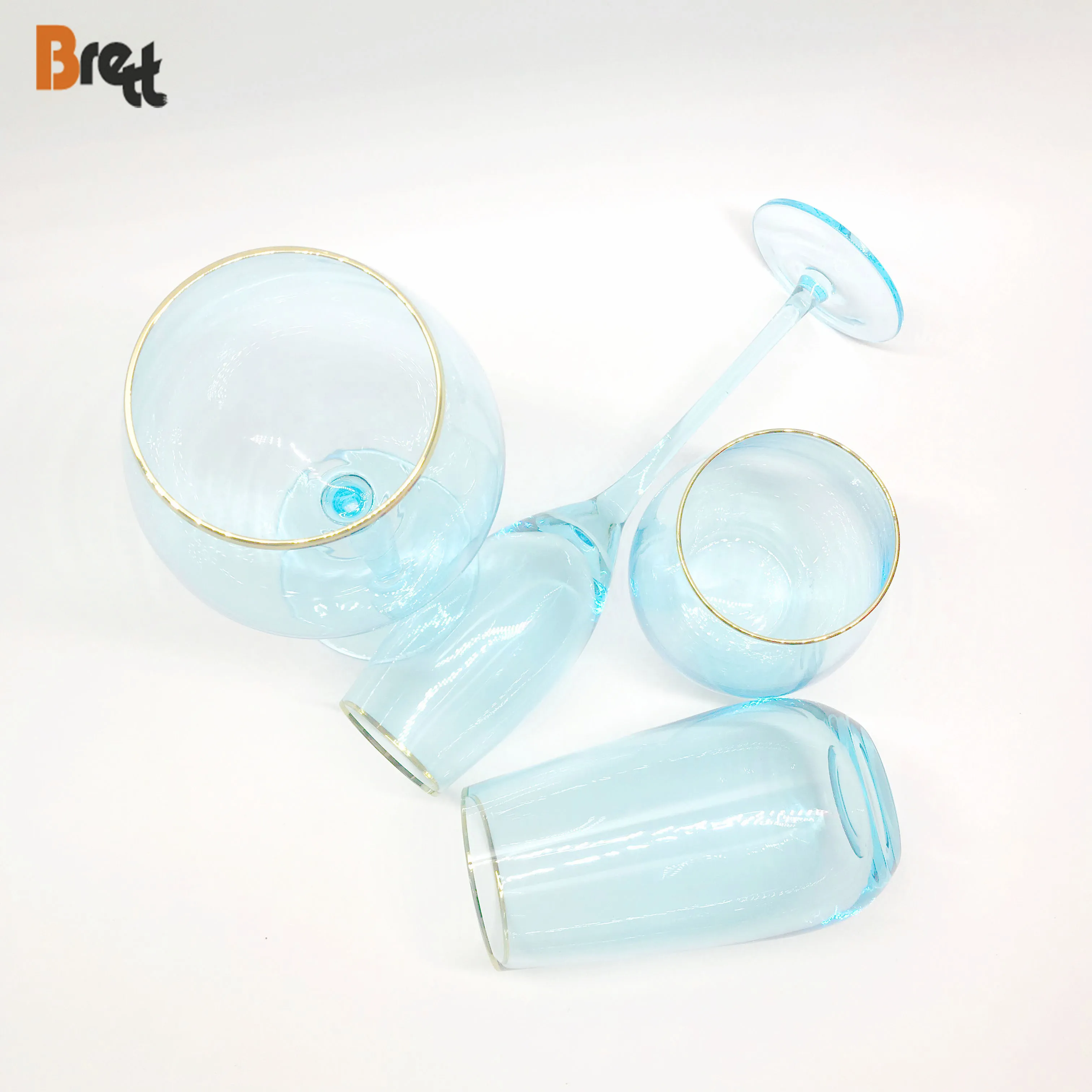 Guangzhou Best Blue Glassware Brands Crystal Wine Glass Beer Juice Water Glass Cup