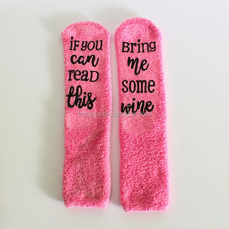 Pink Cupcake If you can read this bring me wine beer novelty socks