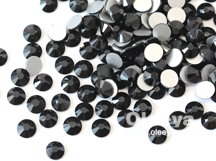 Wholesale Price Top Sale SS3 to SS50 Jet Black Color Flat Back High Quality Nail Art Non Hotfix Crystal Rhinestone for Nails DIY
