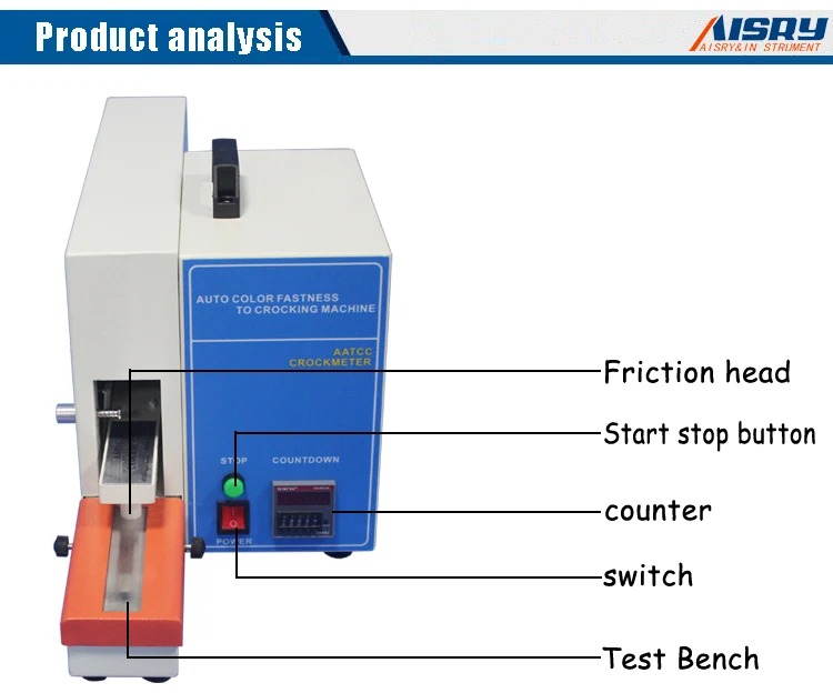 Quality Assurance Electric Wet and Dry Friction Decoloring Test Instrument
