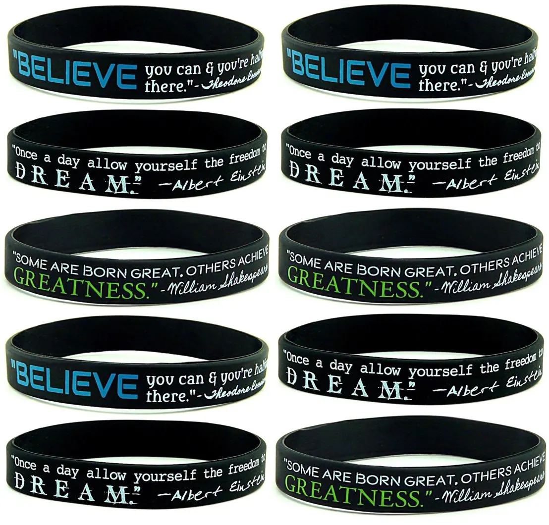 10 Pack Believe Dream Greatness Inspirational Quote 10 Pack Believe Dream Greatness Inspirational Quote Silicone