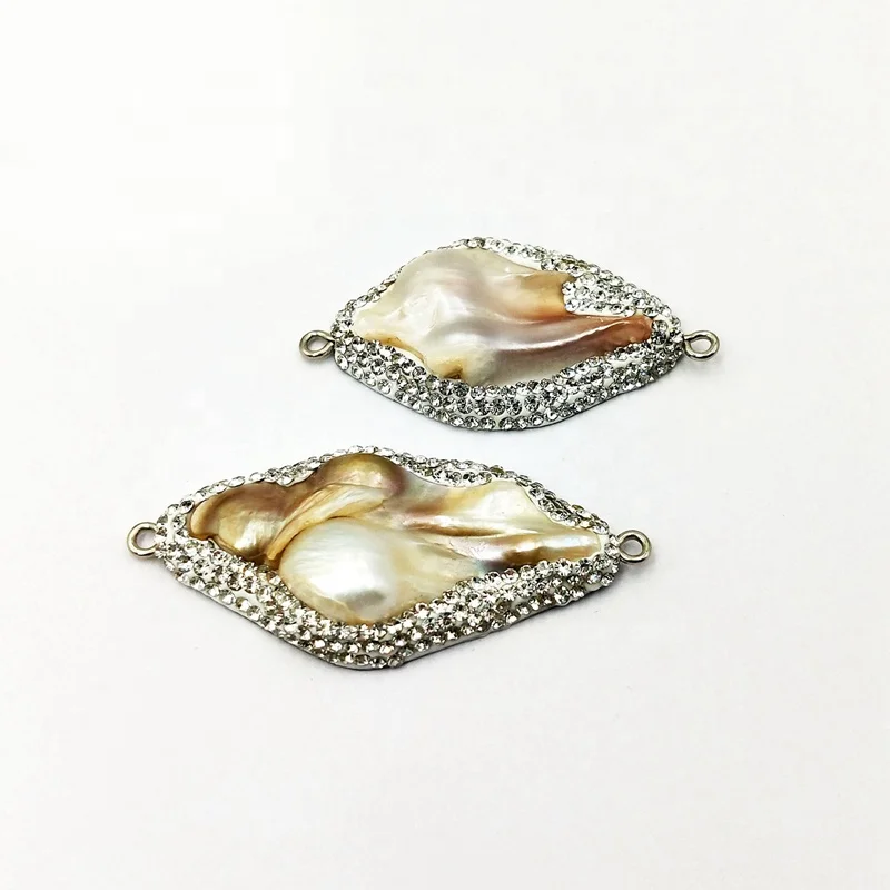 Wholesale Oyster Pearls Connector Baroque Pearl Connectors For Bracelet Necklace Making Micro