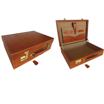Handmade Full Cowhide Leather Suitcase Display Storage Case