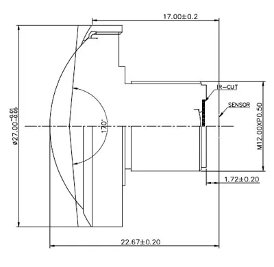 ov4689 IMX179 1 /3 inch 1.08mm FOV 220 degree 360 camera vr  lens