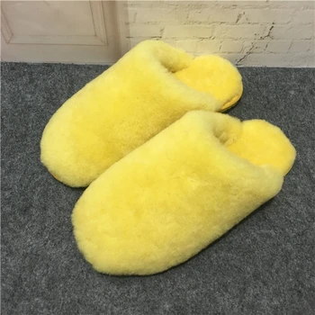 yellow fur slippers
