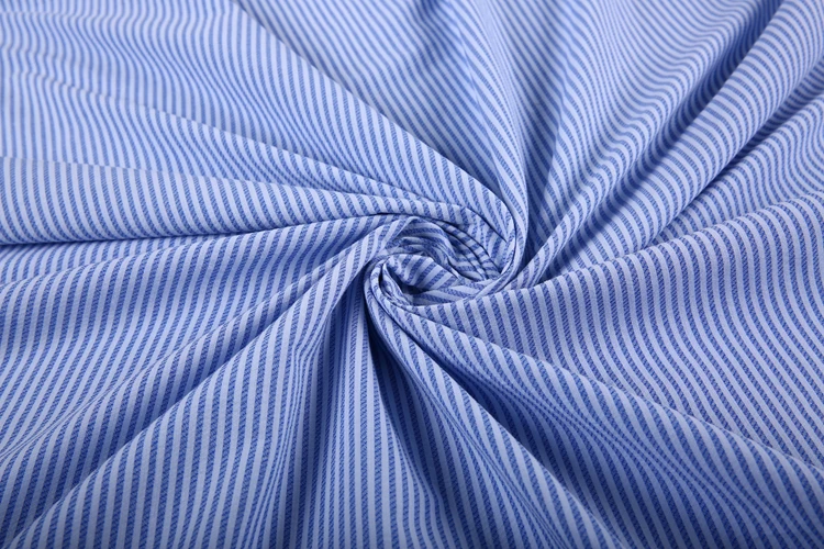 Stock Fabric Blue White Stripe Cotton Polyester Shirt Fabric Twill ...