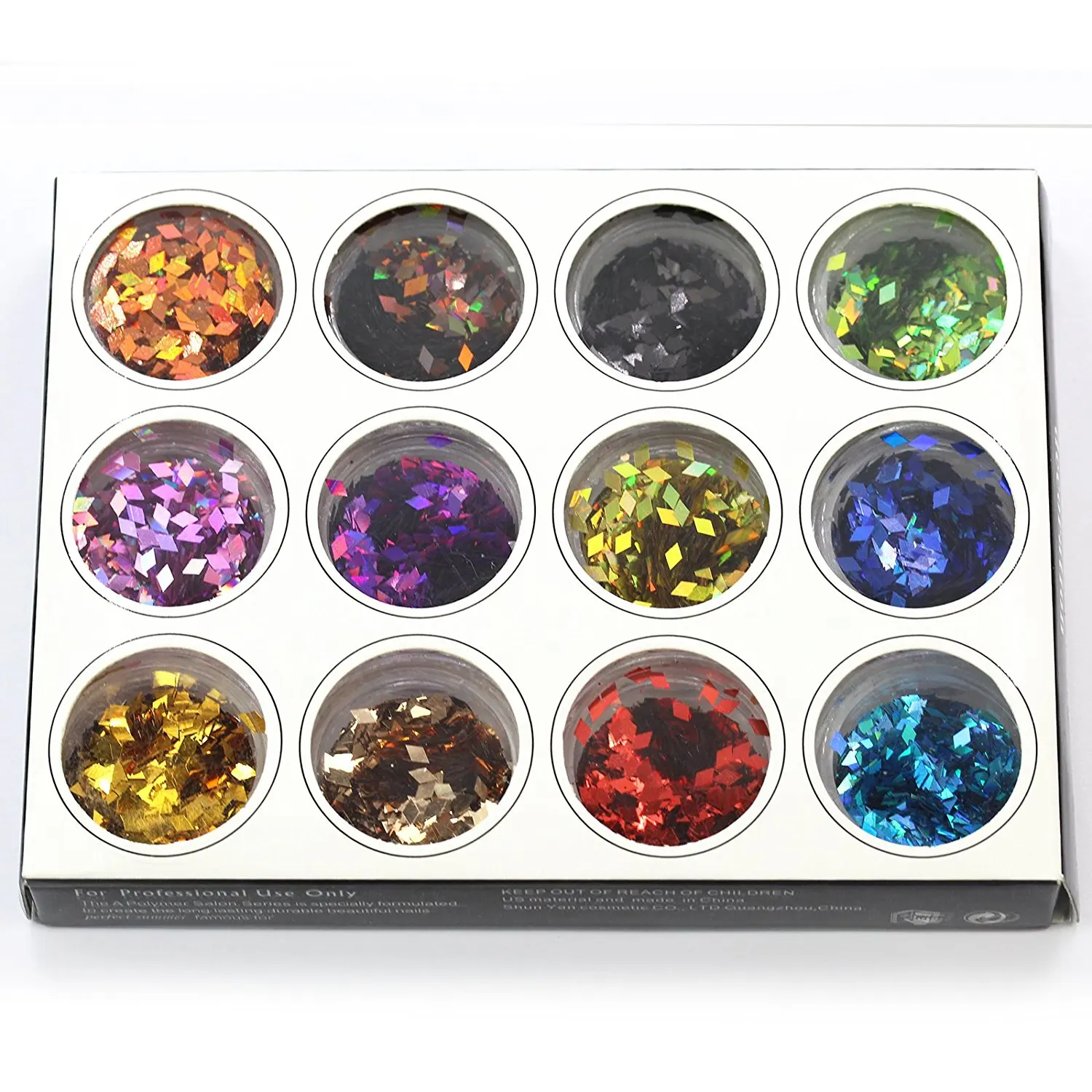 Perfect Summer 12pcs Different Colors DIY Nails Art Glitter Shiny Thin Sequins Paillette Dust Powder Manicure Beauty Decorations(diamond rhomb)