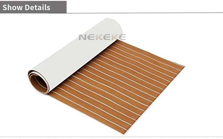 EVA Foam deck pad Faux Teak Sheet Boat Yacht Synthetic Teak Decking Brown with White Lines