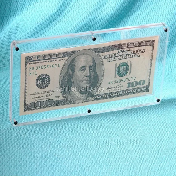 Durable Acrylic Money Currency Display Holder Case With Buy
