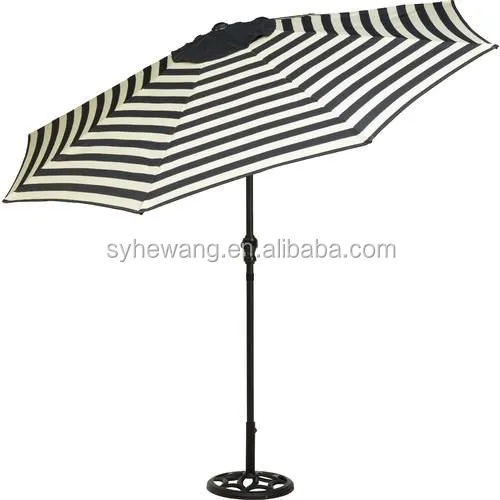 9 Ft Outdoor Patio Round Steel Market Beach Umbrella Black White 9 Ft Outdoor Patio Round Steel Market Beach Umbrella Black White Stripe