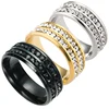 8 mm Titanium Stainless Steel Rings For Women Men Double Row Crystal Zircon Wedding Engagement Ring Female Jewelry Hot Sale
