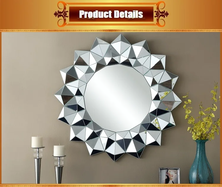 Espejo De Pared Redondo Decorativo Para El Hogar,Cristal Para Baño