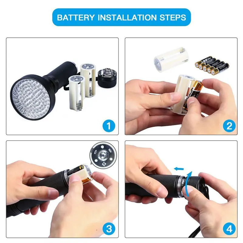 TOPCOM 100 LED 395nm Aluminum Alloy Purple Light 100 LED UV LED Flashlight