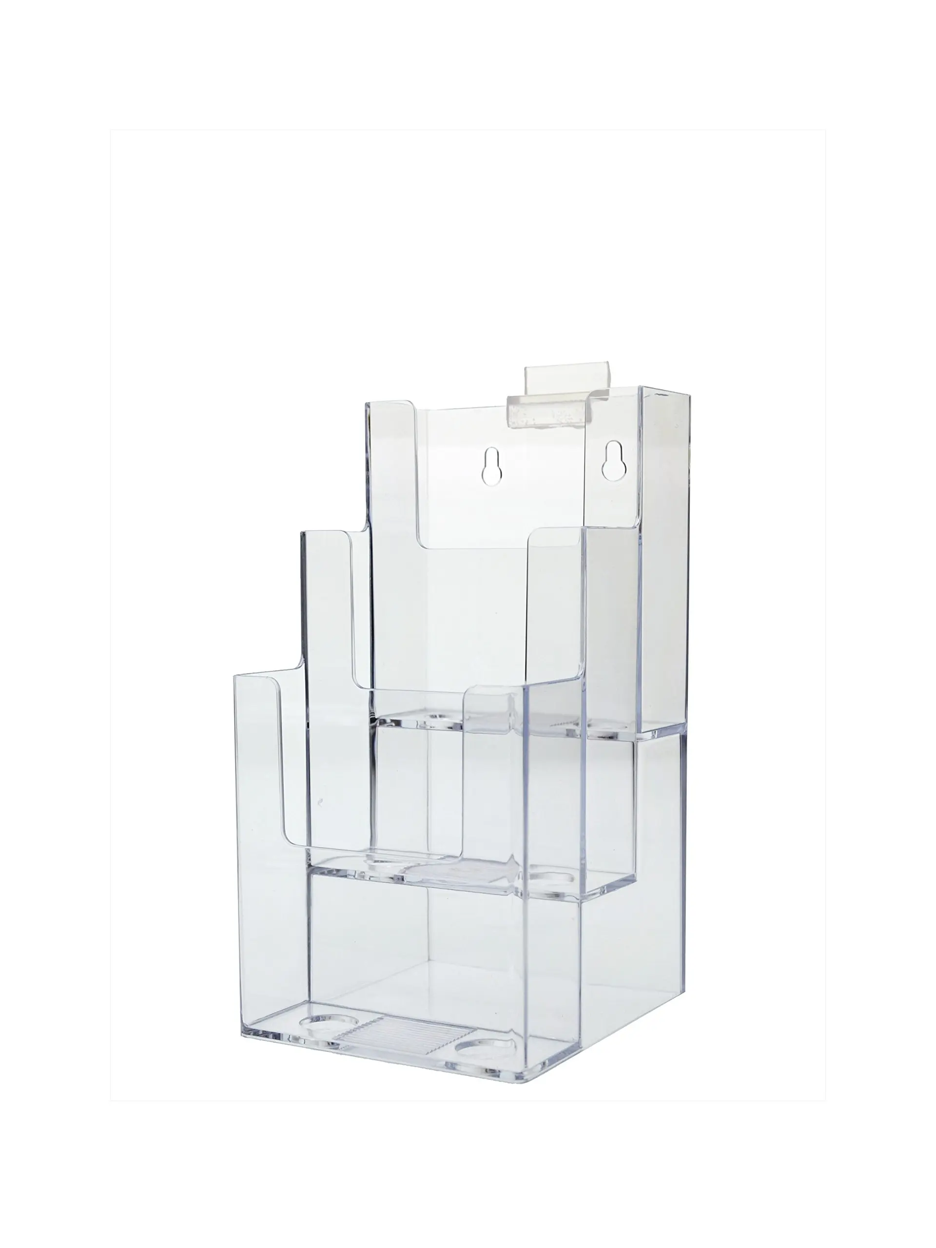 Marketing Holders Clear Acrylic Slatwall Tri-Fold Brochure Holder with Business Card Holder Clear