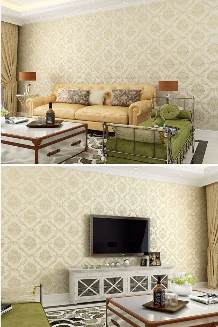 Wholesale Luxury European Damask 3d Non Woven Wallpaper