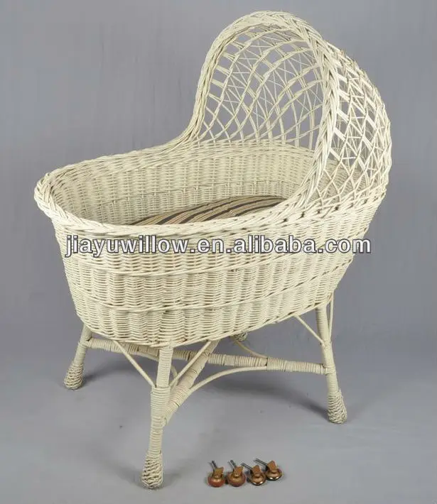 antique wicker bassinet with stand