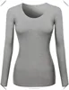 Womens Basic Scoop Neck Long Sleeve T-Shirt Cotton Spandex Slim Fit T Shirts Comfortable and Stretchy Fit T Shirt