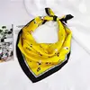 Promotional children's Printed cartoon cat design square free shipping silky scarf scarves